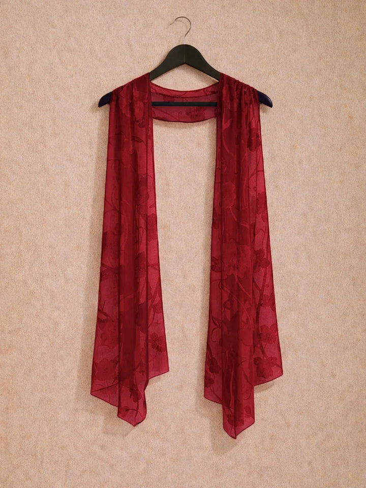 Transparante chiffon sjaal met bloemen