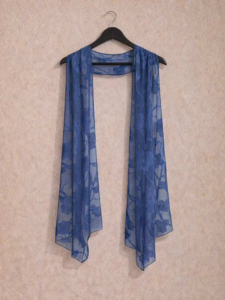 Transparante chiffon sjaal met bloemen