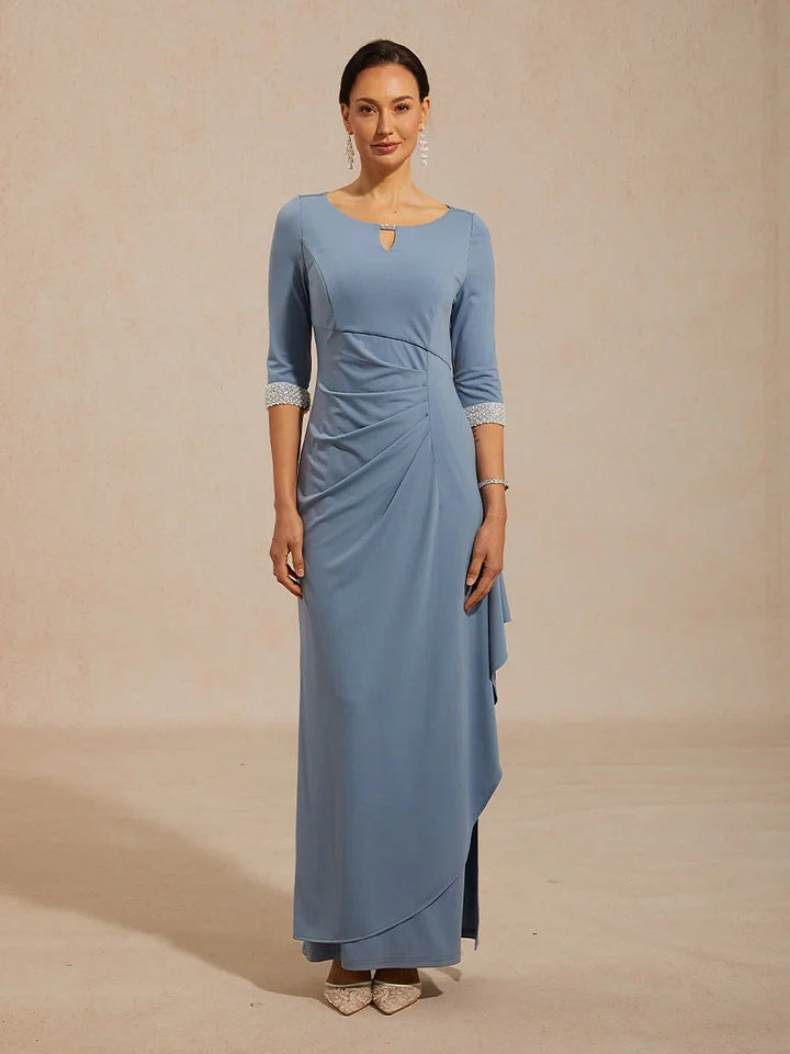 Empire Waist Jersey Dress with Beaded Cuff