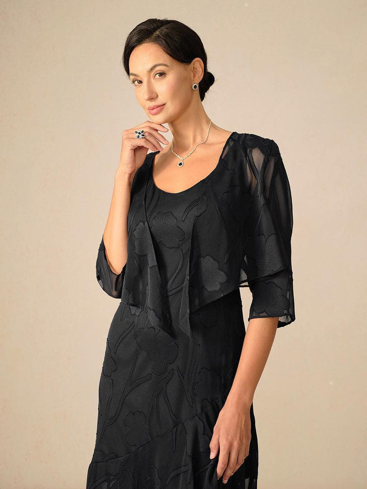Bloemig Doorschijnend Chiffon Bolero Met 3/4-Mouwen