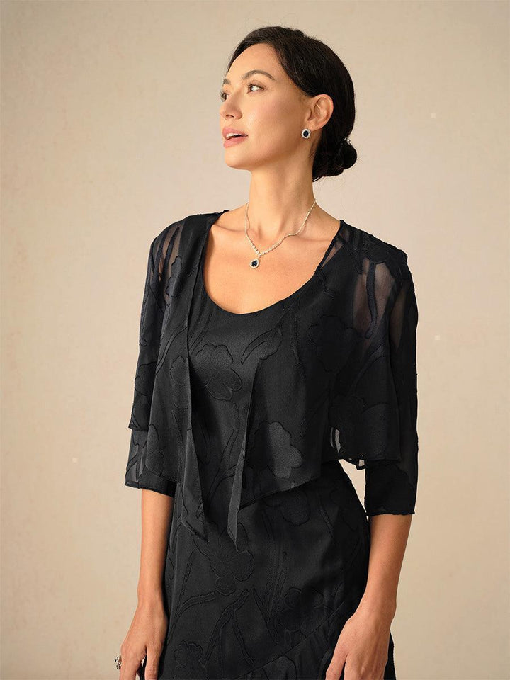 Bloemig Doorschijnend Chiffon Bolero Met 3/4-Mouwen