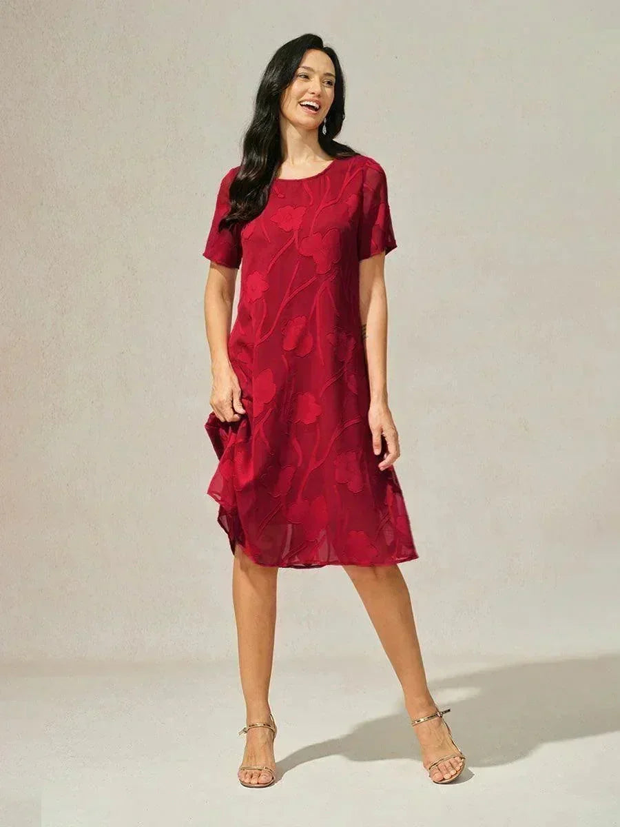 Doorzichtige Chiffonjurk met Bloemenprint, Knielengte, A-lijn