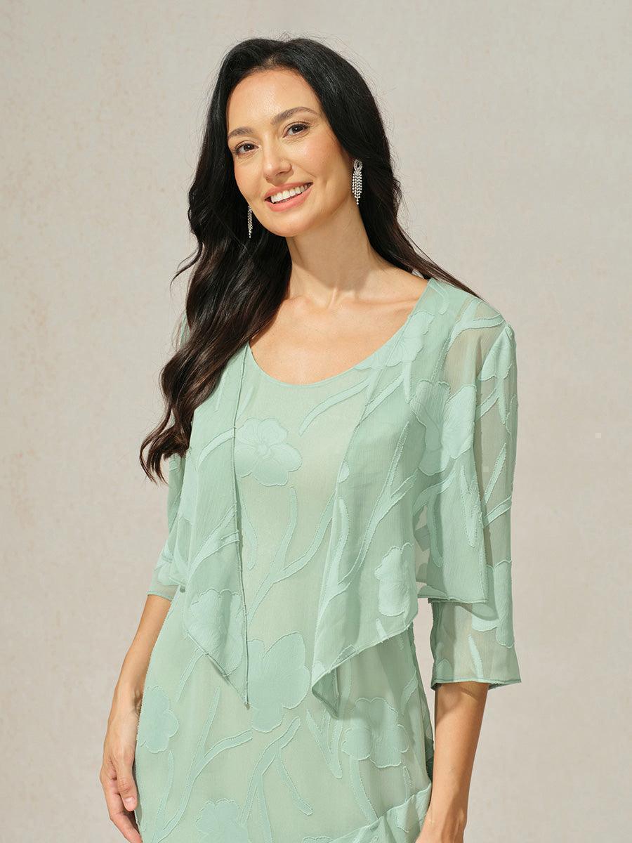 Bloemig Doorschijnend Chiffon Bolero Met 3/4-Mouwen