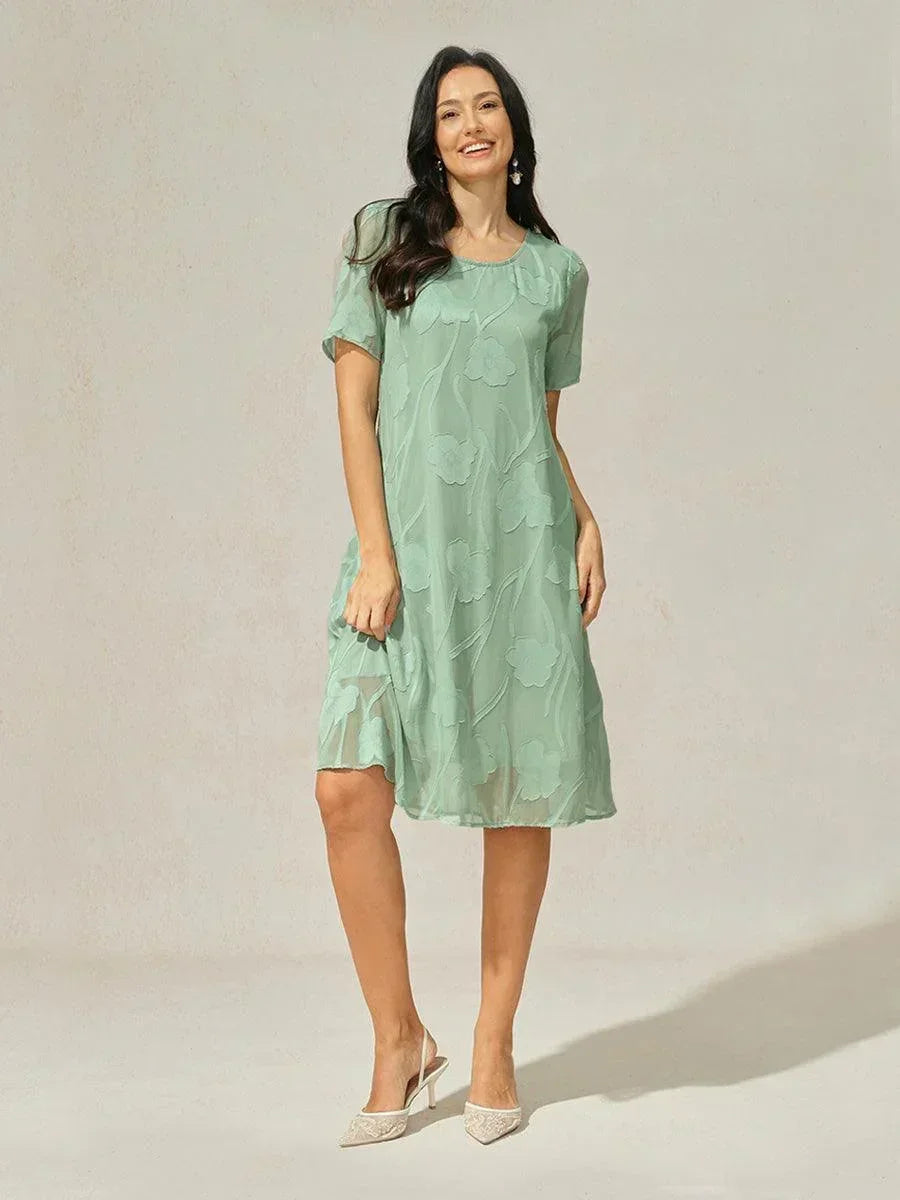 Transparante Chiffonjurk met Bloemenprint, Kniehoogte, A-lijn
