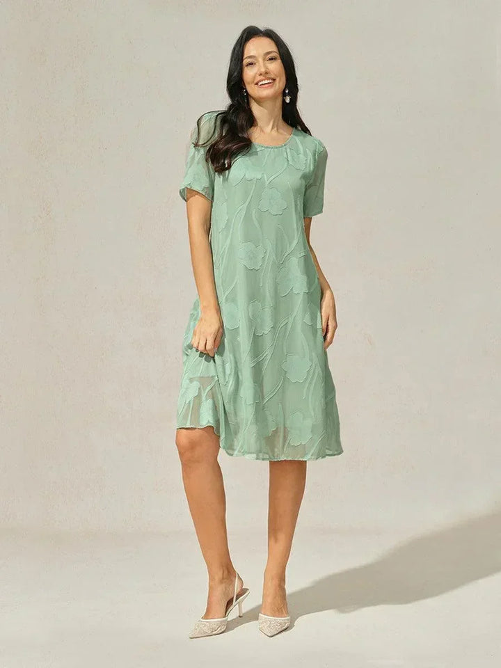 Transparante Chiffonjurk met Bloemenprint, Kniehoogte, A-lijn
