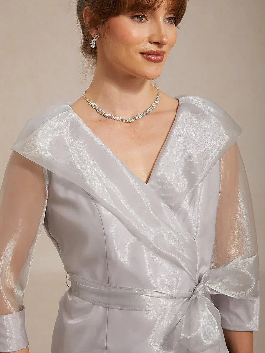 Transparante Organza Blouse met Kraag en Strik