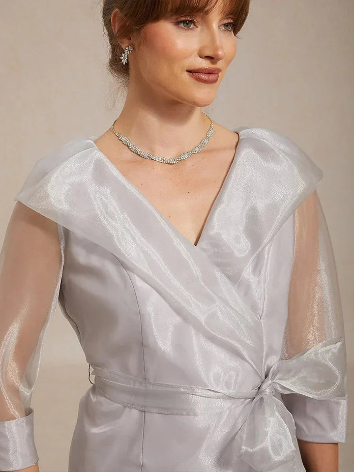 Transparante Organza Blouse met Kraag en Strik
