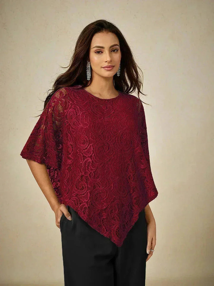 Elegant Kanten Top Met Vleermuismouwen