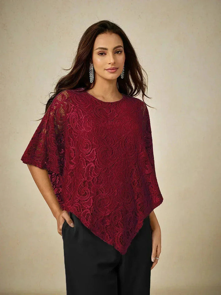 Elegant Kanten Top Met Vleermuismouwen