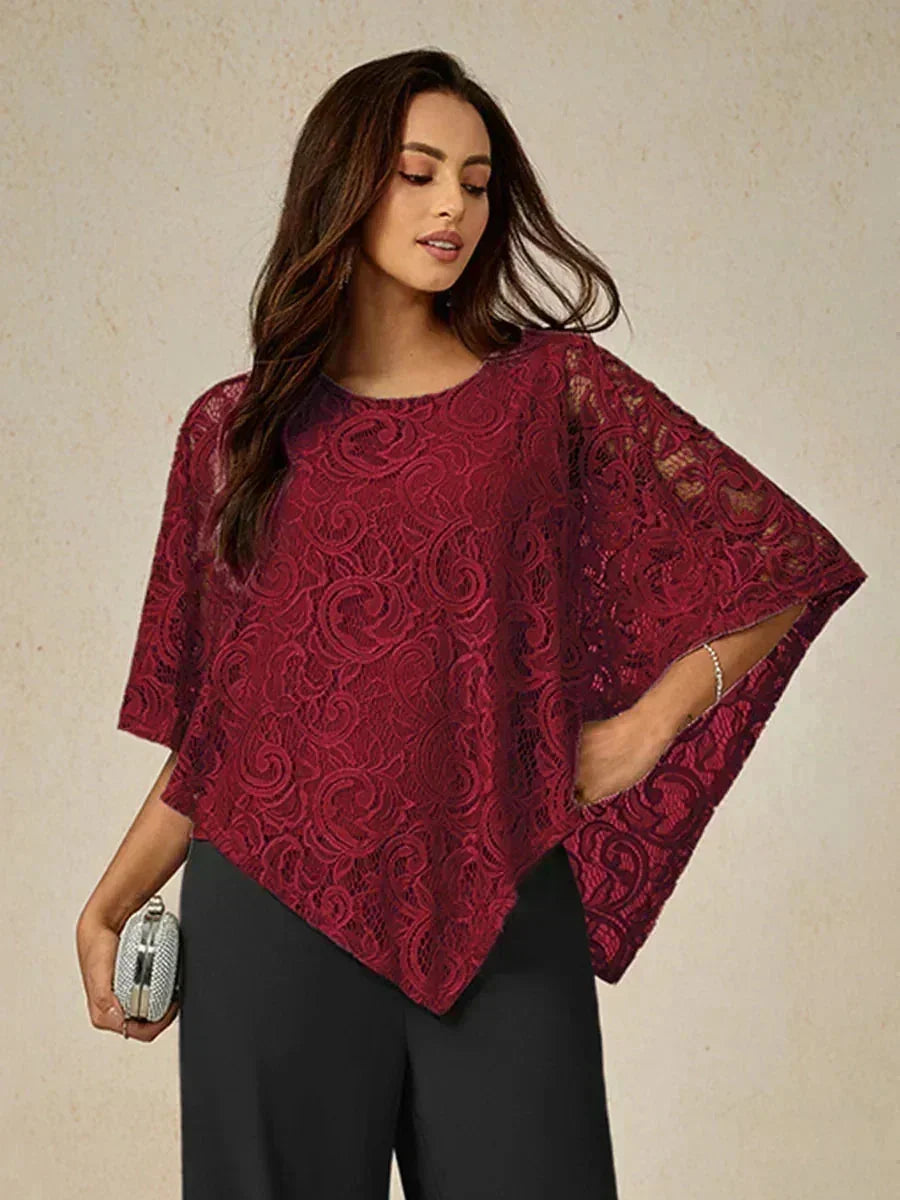 Elegant Kanten Top Met Vleermuismouwen