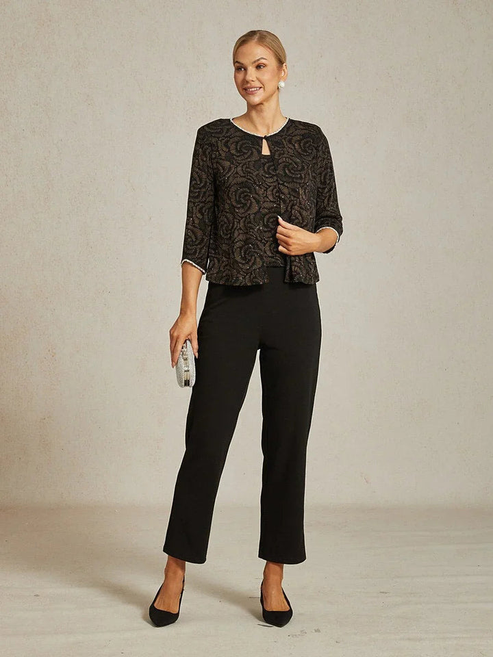 Zwarte Slim-Fit Broek met Elastische Taille en Zijzakken